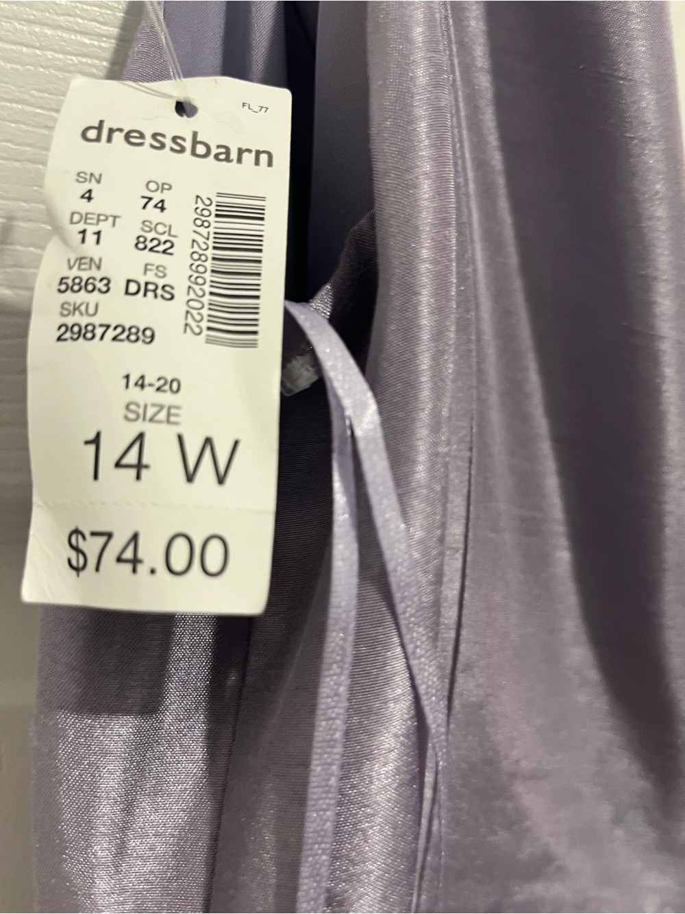 Dress Barn RSVP Bridesmaid Satin-Look Lavender V-Neck Midi Dress size 14 - Picture 3 of 6
